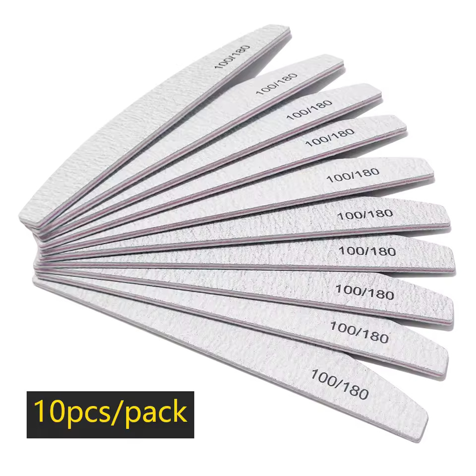 Lot de 10 limes à ongles demi lune 100 180
